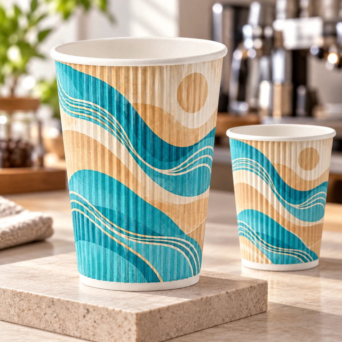 Custom Hot-Drink Paper Cups — OEM for Hospitality Brands — custom artwork and composition visualization