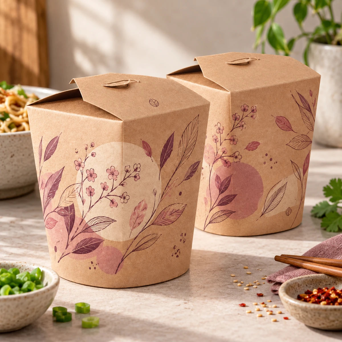 Boîtes à nouilles personnalisées — OEM pour chaînes de restaurants de nouilles — visuels personnalisés et visualisation de la composition