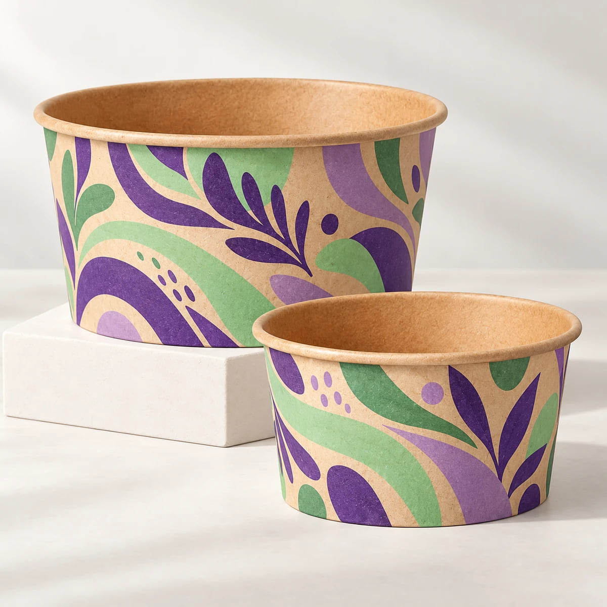 500ml & 750ml Kraft Salad Bowls — Bulk OEM Selection — custom artwork and composition visualization