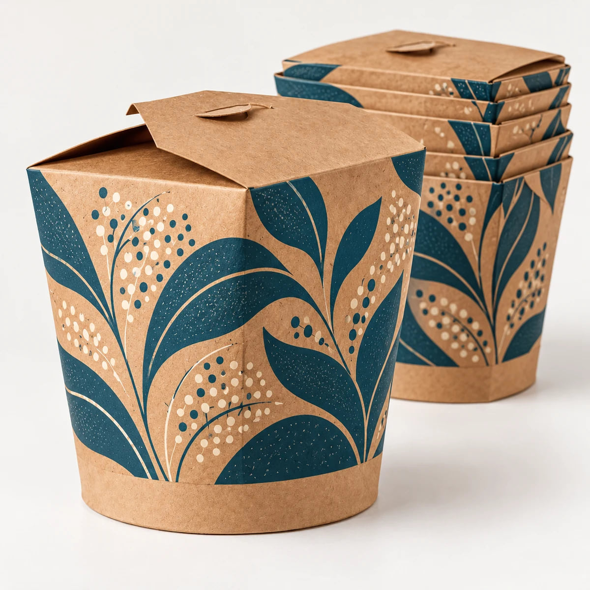 Caixas Impressas para Macarrão de 8oz — Fornecimento em Grandes Quantidades para Restaurantes — visualização da composição e da arte personalizada