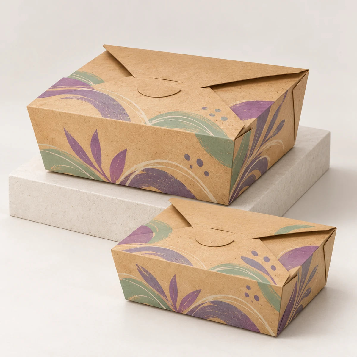 800ml Kraft Lunch Boxes — Custom Takeaway OEM — custom artwork and composition visualization