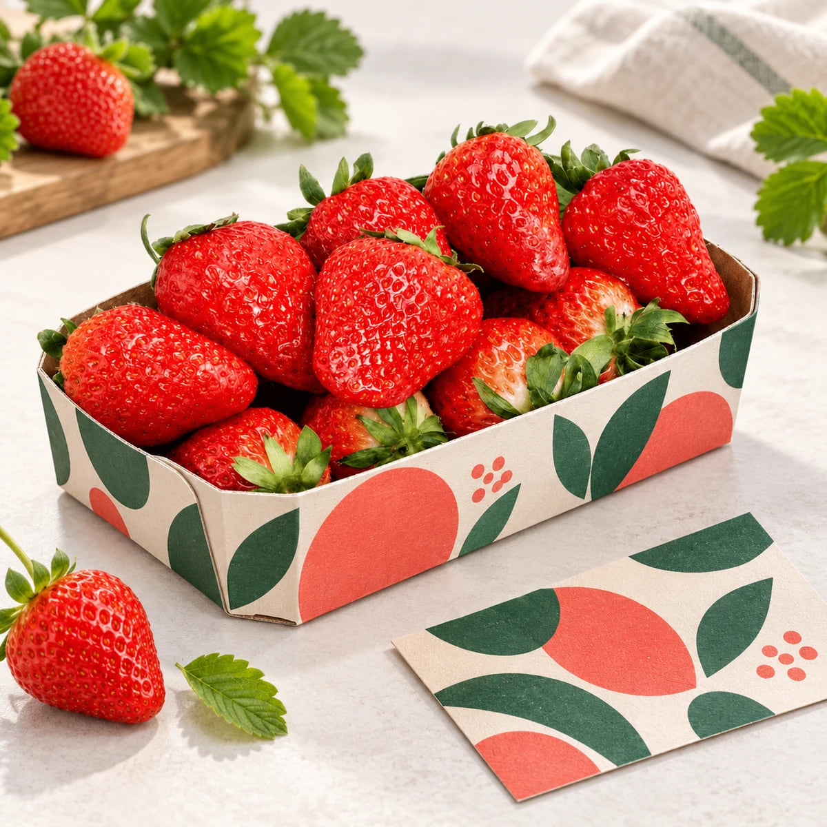 Caixas Personalizadas para Frutas — Fornecimento em Volume para Marcas de Alimentos Frescos — visualização de arte personalizada e composição