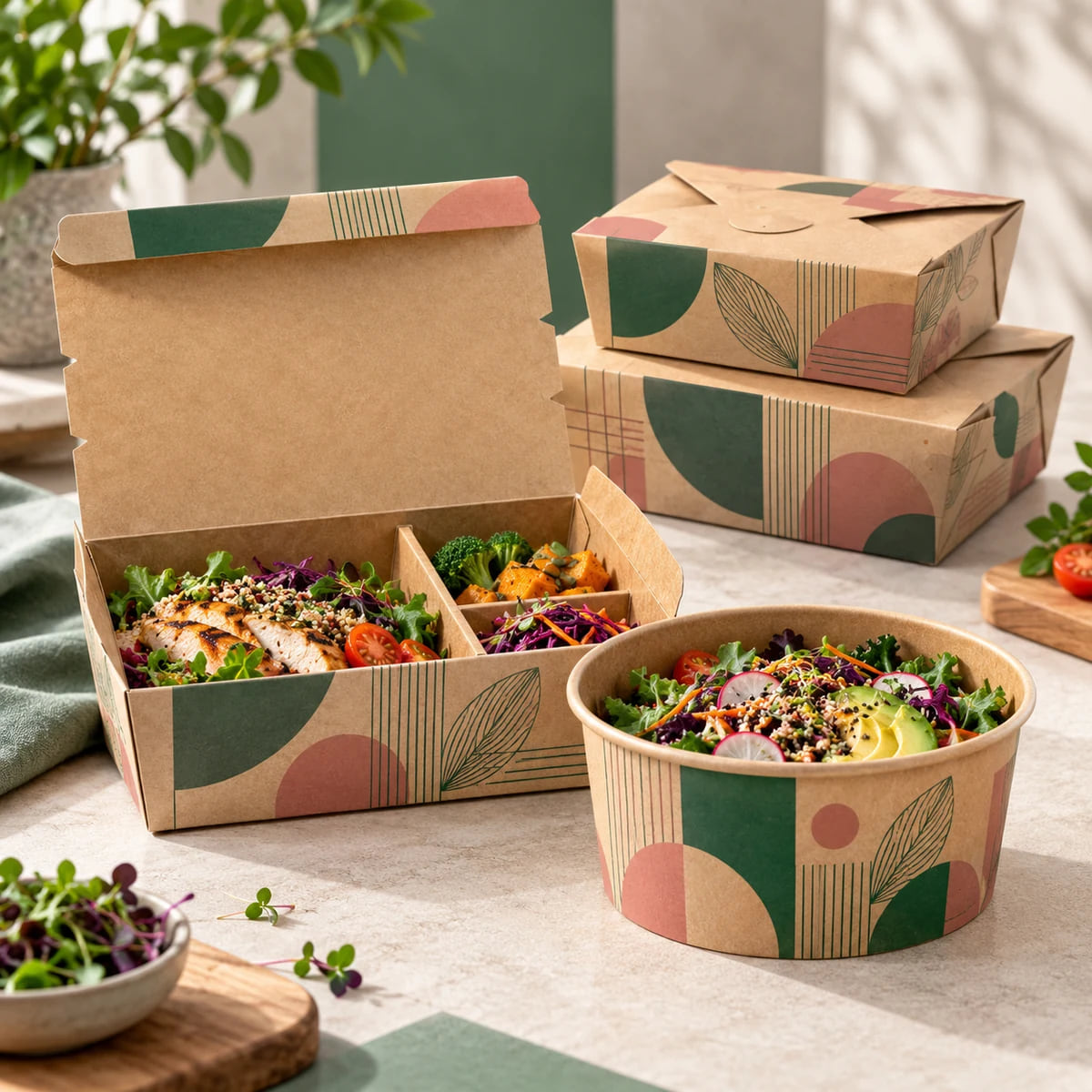 Catering Brand Packaging Supplier — Custom Meal Programs — custom artwork and composition visualization
