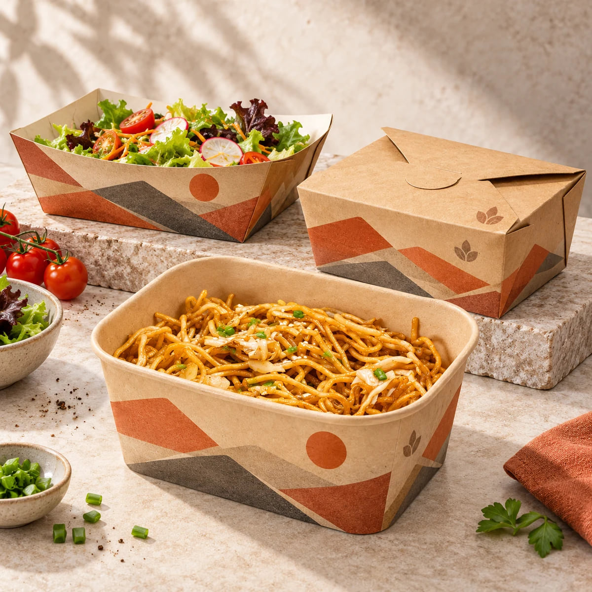 Bao bì món ăn kèm và đồ uống cho chuỗi pizza — Cung ứng OEM tùy chỉnh — thiết kế tùy chỉnh và hình ảnh minh họa phối cảnh