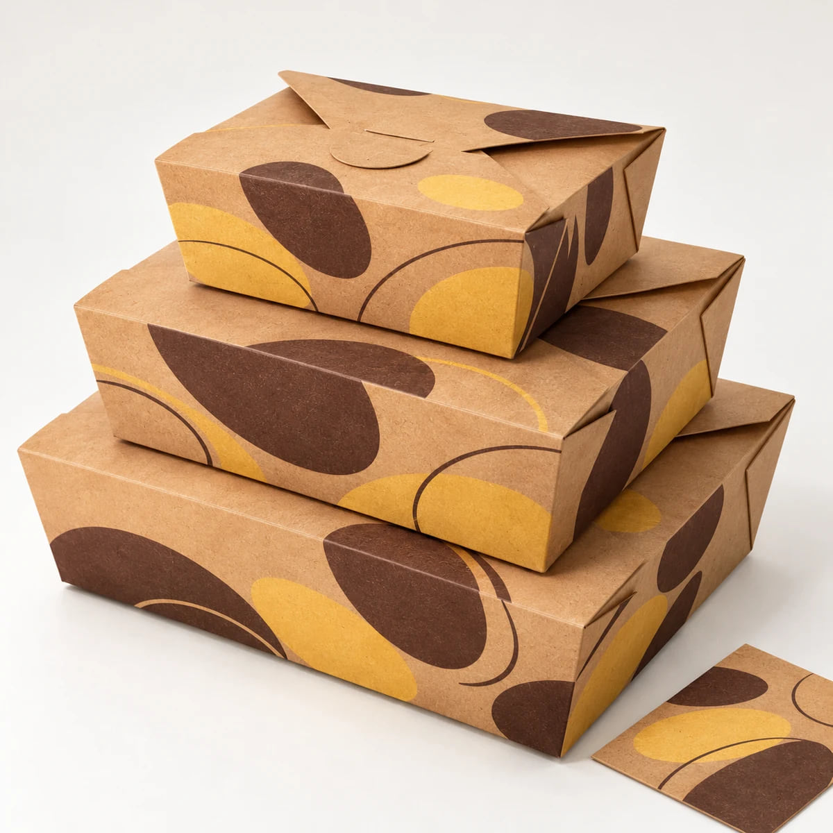 3000ml Kraftpapier-Lunchboxen — kundenspezifische OEM-Take-away-Lieferung — Visualisierung von Druckmotiv und Zusammensetzung