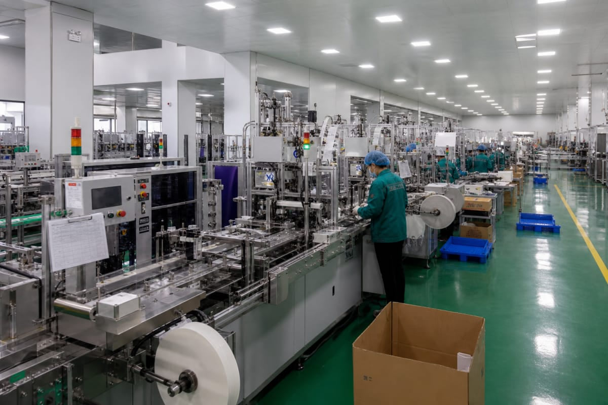 Paper packaging equipment and work area shown on Fude’s company website